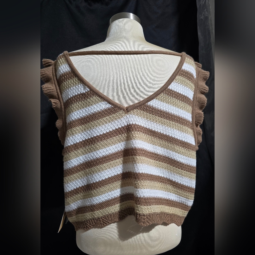 Madden NYC‎ Crochet Knit Top Cropped Womens Size XXXL Retro 70s New With Tags - Picture 2 of 10